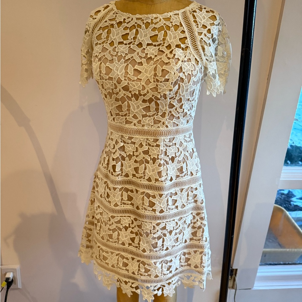ELIZA B Elegant Lace Dress in Ivory 4